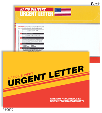 6 x 9 Rapid Delivery URGENT LETTER Red & Yellow