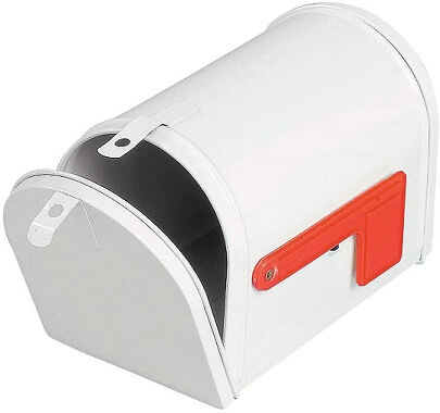 White tinplate mailbox